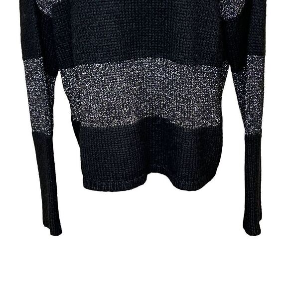 Loft black and metallic silver striped wool blend sweater size XL - Picture 10 of 16